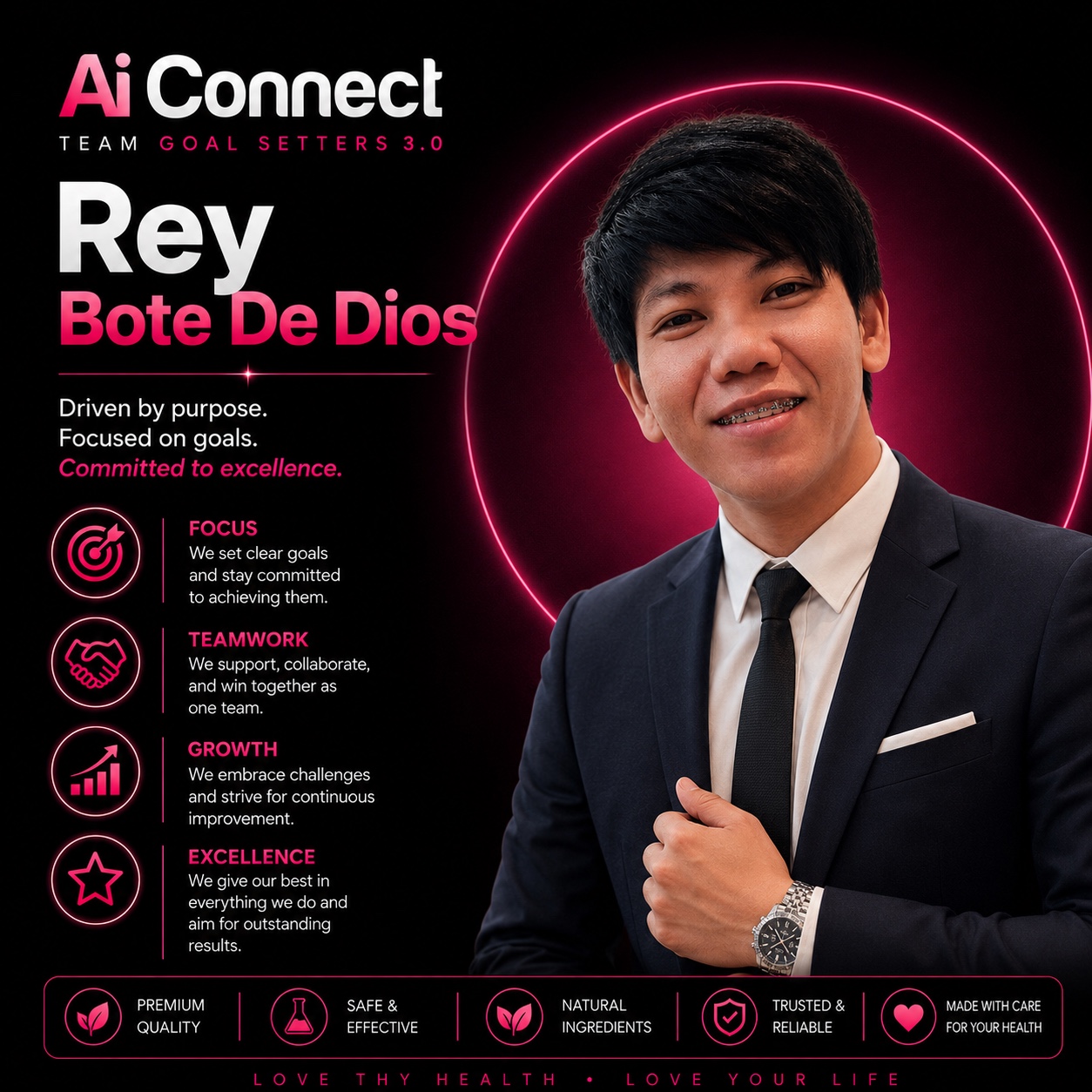 Rey Bote De Dios, Team Goal Setters 3.0 leader